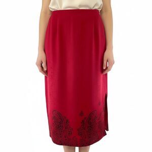 Bold Georgio Fiorlini Plus Midi Skirt 16W Red Black Paisley